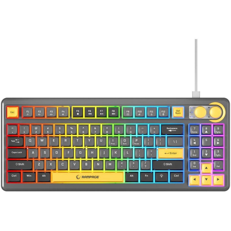 Klawiatura przewodowa Rampage CYCLONE KNOB RGB 90%