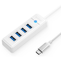 Hub USB Orico USB-C 4x USB-A 3.1 biały