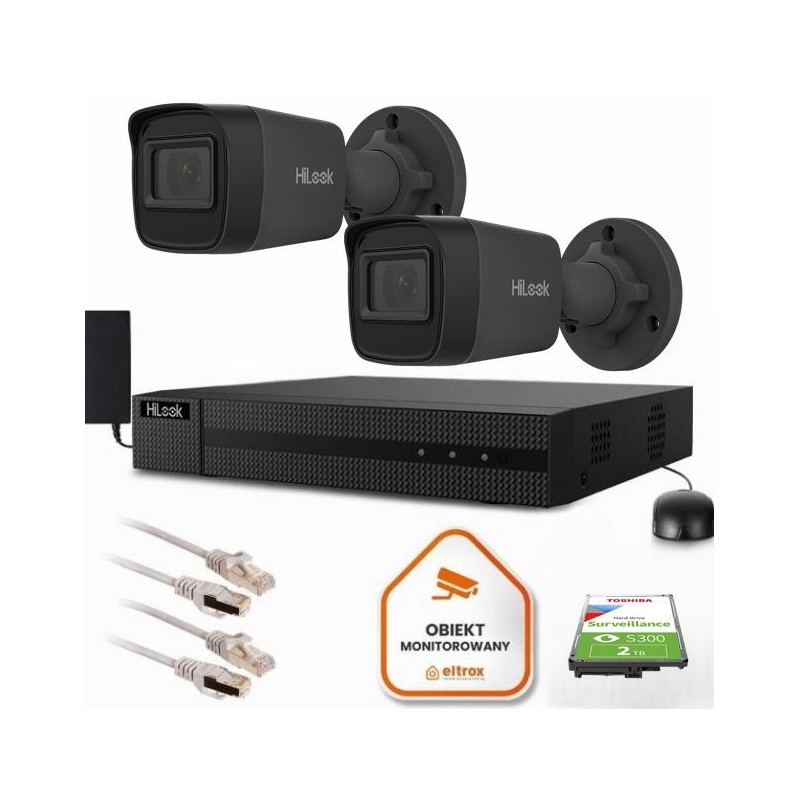 Zestaw do monitoringu Hilook 2 kamery IP IPCAM-B4-P Black 2K+