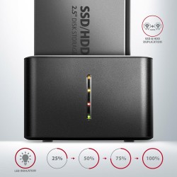 Stacja dokująca MINI AXAGON ADSA-D25 USB 3.2 Gen 1 - 2x SATA 6G 2.5" SSD/HDD CLONE