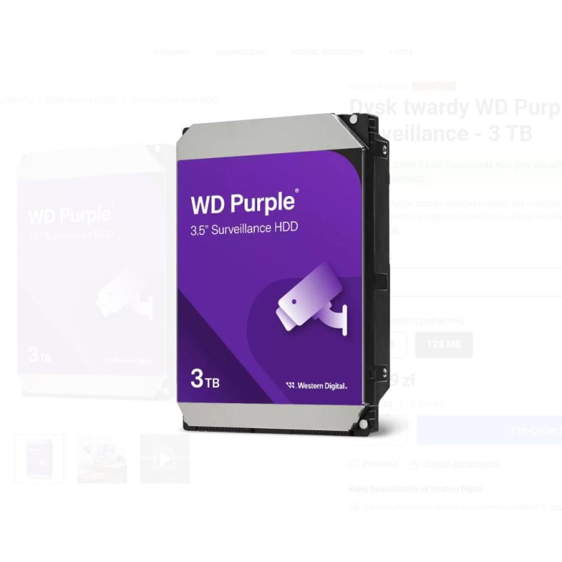 DYSK WD PURPLE 3TB WD34PURZ