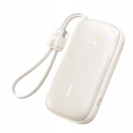 Powerbank Baseus EnerFill FC21 20000 mAh 22,5 W USB-A USB-C beżowy z odłączanym kablem Lightning