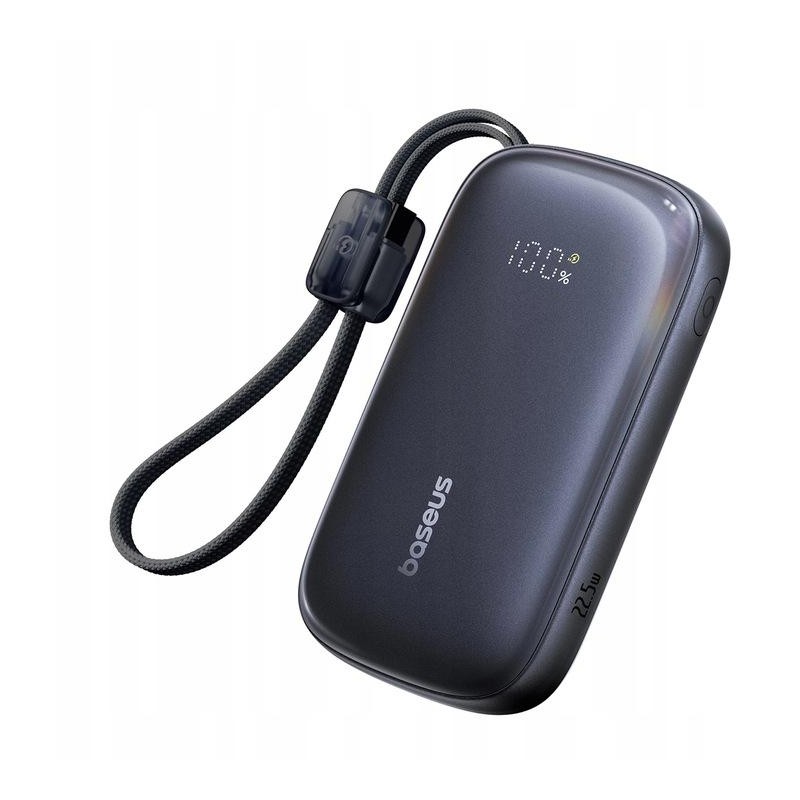 Powerbank Baseus EnerFill FC21 20000 mAh 22,5 W USB-A USB-C czarny z odłączanym kablem Lightning