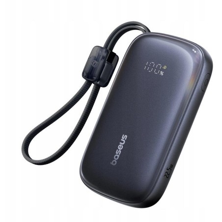 Powerbank Baseus EnerFill FC21 20000 mAh 22,5 W USB-A USB-C czarny z odłączanym kablem Lightning