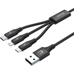 Unitek przewód ładujący USB 3 w 1 czarny