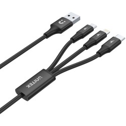 Unitek przewód ładujący USB 3 w 1 czarny
