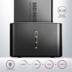 Stacja dokująca MINI AXAGON ADSA-D25 USB 3.2 Gen 1 - 2x SATA 6G 2.5" SSD/HDD CLONE