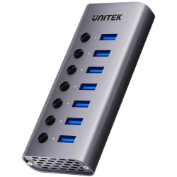 Unitek Hub USB A 3.0 7w1, 5Gbps z przełącznikami portów