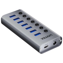 Unitek Hub USB A 3.0 7w1, 5Gbps z przełącznikami portów