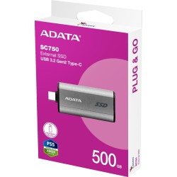 Adata Zewnętrzny dysk SSD SC750 500GB USB3.2C 1050/1000 MB/s
