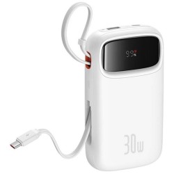 Powerbank Baseus QPow 2 10000mAh 30W z 2 wbudowanymi kablami USB-C - biały