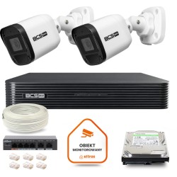 Zestaw monitoringu IP BCS Basic 2x Kamera BCS-B-TIP15FR3(2.0) Rejestrator z dyskiem