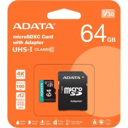 Adata Karta pamięci microSD Premier Pro 64 GB UHS1 U3 V30 A2 + adapter