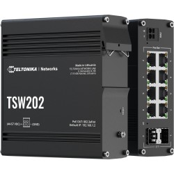 Teltonika TSW202 switch przemysłowy zarządzalny 8xFE 2xSFP PoE+ (TSW202000000) DIN