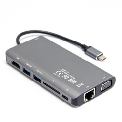 Hub USB-C Unitek D1019B 3.1 8w1 z Power Delivery 100W