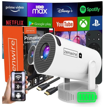 Mini Projektor Android Wifi Rzutnik Full HD Bluetooth z Baterią Zenwire K400