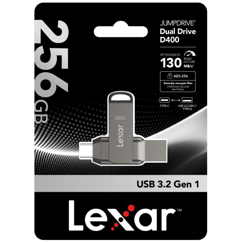 Pendrive Lexar Dual Drive D400 256GB USB-C/A 3.1 130MB/s