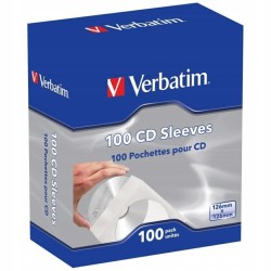 Koperty na CD/DVD Verbatim biały, z okienkiem, (100szt)