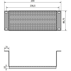 Adapter montażowy RACK 10" 2U z otworowaniem cofnięty ATTE ADD-RACK10-2U2