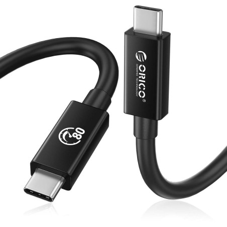 Orico Przewód Thunderbolt 5 USB-C 80Gbps, 240W, 8K@60Hz, 1,5m, czarny