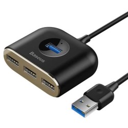 HUB Baseus Square USB-A do 1x USB-A 3.2 Gen 1 / 3x USB 2.0 z kablem 1m - czarny