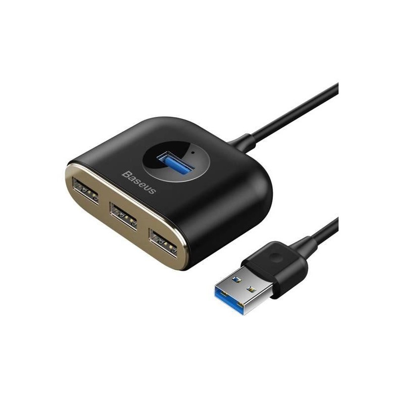 HUB Baseus Square USB-A do 1x USB-A 3.2 Gen 1 / 3x USB 2.0 z kablem 1m - czarny