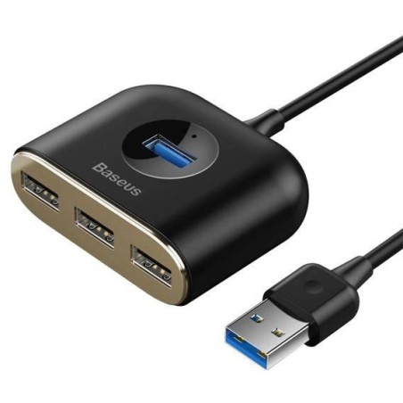 HUB Baseus Square USB-A do 1x USB-A 3.2 Gen 1 / 3x USB 2.0 z kablem 1m - czarny