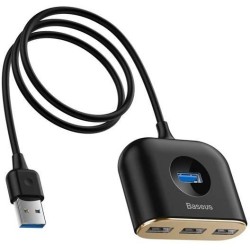 HUB Baseus Square USB-A do 1x USB-A 3.2 Gen 1 / 3x USB 2.0 z kablem 1m - czarny