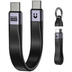Unitek Kabel USB-C w formie breloka | USB4 | 40 Gb/s | 240W PD 8K | 13 cm, czarny