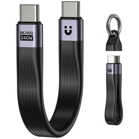Unitek Kabel USB-C w formie breloka | USB4 | 40 Gb/s | 240W PD 8K | 13 cm, czarny