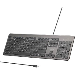 Klawiatura przewodowa Unitek SlimTap USB-A, szara