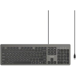 Klawiatura przewodowa Unitek SlimTap USB-A, szara