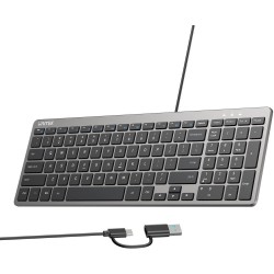 Klawiatura przewodowa Unitek SlimTap USB-C/USB-A