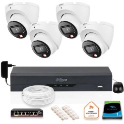 Zestaw monitoringu IP Dahua 4 Kamery zewnętrzne IP 6mpx dysk twardy