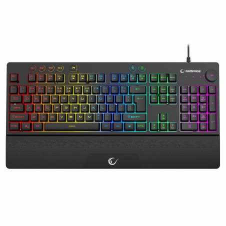 Klawiatura przewodowa Rampage Simula RGB Makro czarna z podstawką