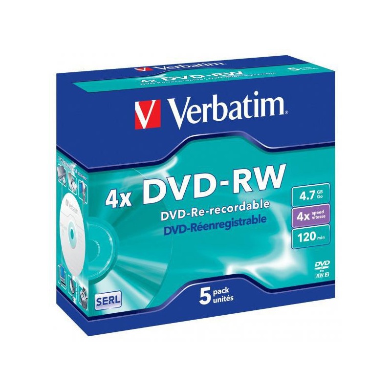 Płyty DVD-RW Verbatim SERL jewel box (5szt)