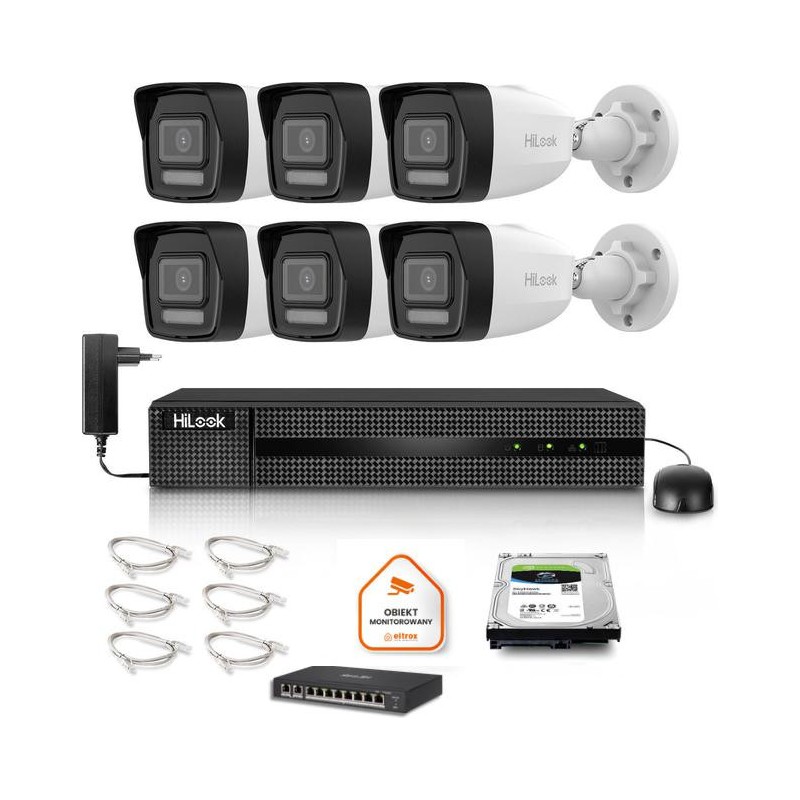 Zestaw monitoringu Hilook 6x IPC-B140HA-LU z dyskiem 2TB