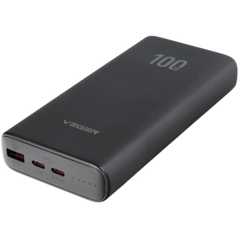 Powerbank Veger 20000 mAh 100 W PD QC 3.0 USB-A 2x USB-C czarny