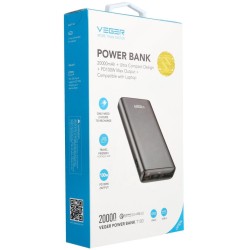 Powerbank Veger 20000 mAh 100 W PD QC 3.0 USB-A 2x USB-C czarny