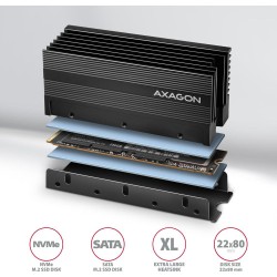 Radiator Axagon do dysków M.2 SSD CLR-M2XL chłodnica aliminiowa