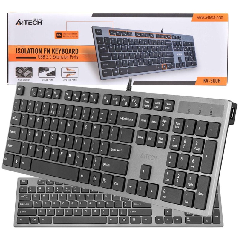 Klawiatura komputerowa A4tech KV-300H USB szary