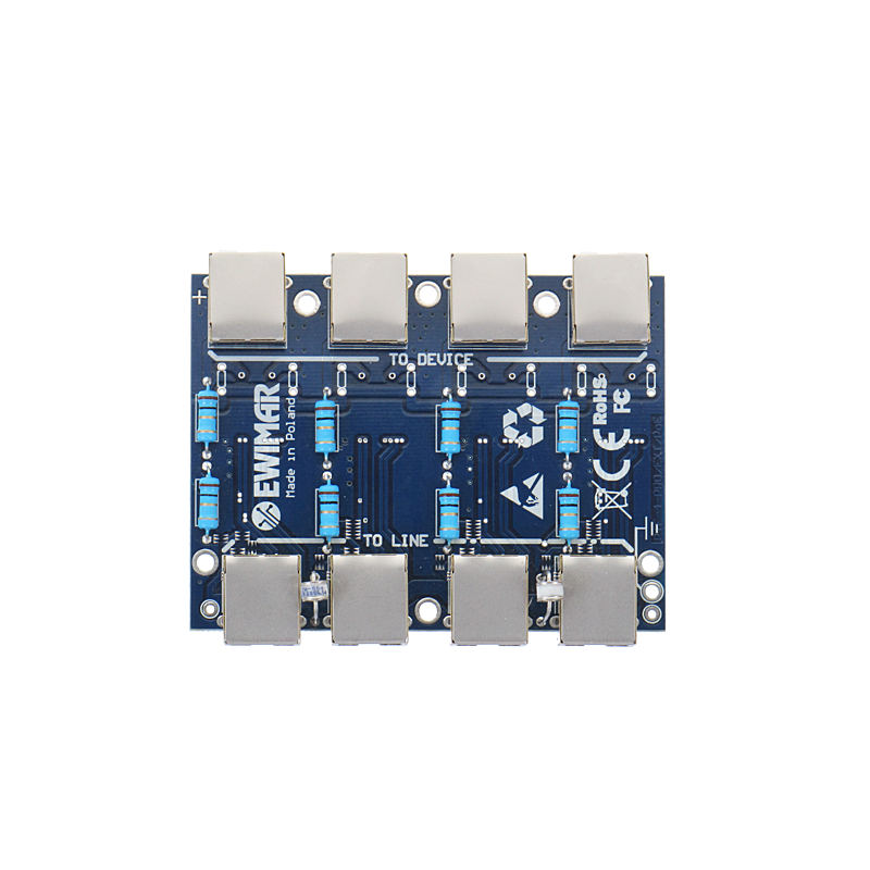 Moduł LAN z zabezpieczeniem przeciwprzepięciowym ECO z ochroną PoE EWIMAR PTF-54-ECO/PoE