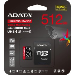 Adata Karta microSD High Endurance 512GB UHS1 U3 V30 A2 100/85MB/s + Adapter