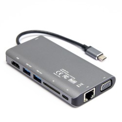Hub USB-C Unitek D1019B 3.1 8w1 z Power Delivery 100W