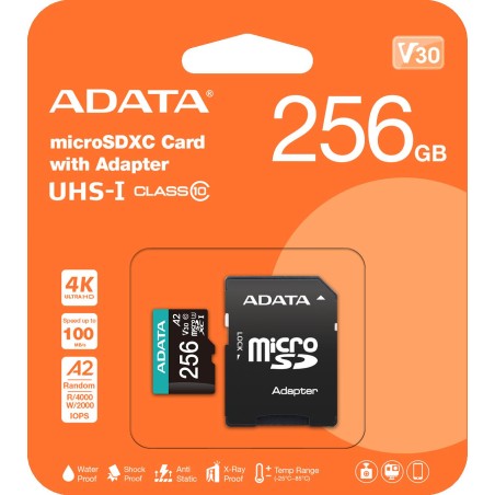 Adata Karta pamięci microSD Premier Pro 256 GB UHS1 U3 V30 A2 + adapter