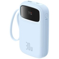 Powerbank Baseus QPow 2 10000mAh 30W z 2 wbudowanymi kablami USB-C - niebieski