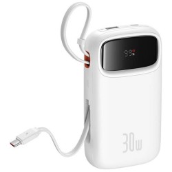 Powerbank Baseus QPow 2 10000mAh 30W z 2 wbudowanymi kablami USB-C - biały