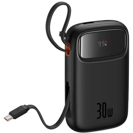 Powerbank Baseus QPow 2 10000mAh 30W z 2 wbudowanymi kablami USB-C - czarny