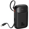 Powerbank Baseus QPow 2 10000mAh 30W z 2 wbudowanymi kablami USB-C - czarny Powerbank Baseus QPow 2 10000mAh 30W z 2 wbudowanymi kablami USB-C - czarny
