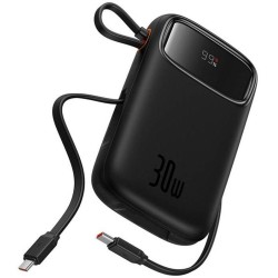 Powerbank Baseus QPow 2 10000mAh 30W z 2 wbudowanymi kablami USB-C - czarny